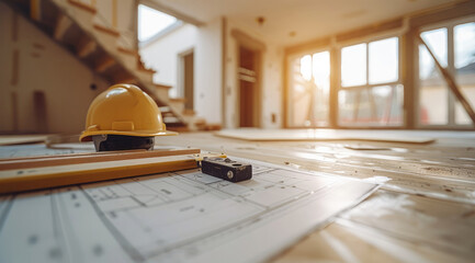 Aufkleber - Blueprint, tool, construction site, Home renovation contractors.