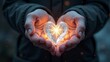 © OLGA RA - There is a crystal heart in a man's hands.