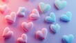 © ShadowHero - Pastel gradient love background with small floating heart shapes.