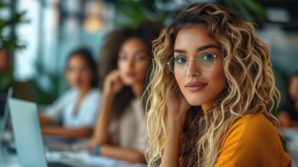 Aufkleber - A diverse team collaborating in a modern office environment, showcasing their teamwork in action, with emphasis on creativity and productivity.