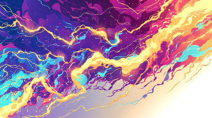 Wall Mural - abstract art lightning strike elements psychedelic colors