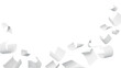 © marozhkastudio - 3d white paper sheets falling down on transparent background png render. Scatter blank pages, office documents, business files, wave curve notes flying in air. Mess in paperwork. 3D illustration
