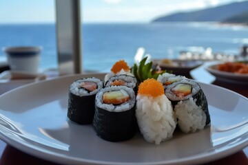 Canvas Print - Korean sushi served on a white dish