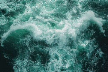 foam waves of on atlantic ocean aerial top down view powerful storm on the sea