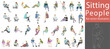 © まこと - Flat vector illustration collection pack of people sitting