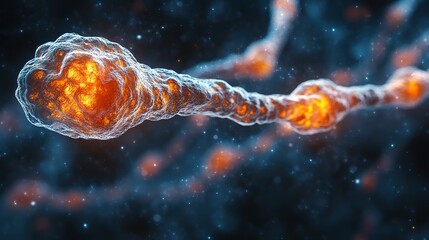 Wall Mural - synapse of neuron cell biology concept 3d rendering