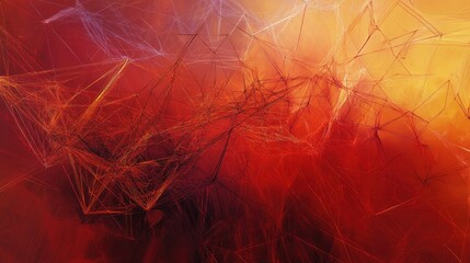 dynamic net structure with dark red and orange, bold lines, digital art, energetic tone, abstract design, warm atmosphere