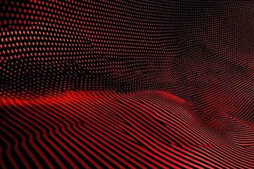 Fototapete - Abstract wave pattern in red and black with dotted texture