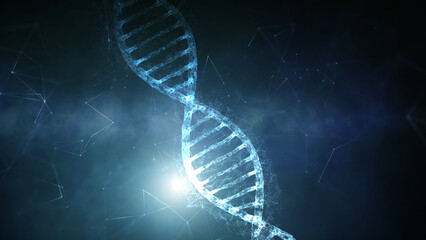 Wall Mural - futuristic digital abstract dna chain illustration.