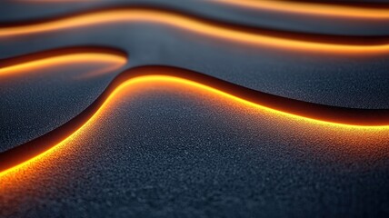 Wall Mural - explore the aesthetic of dark striped matte surfaces enhanced by luminous orange light for high fide