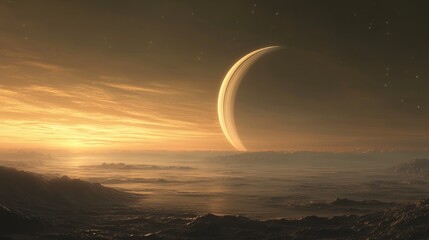 Wall Mural - city in saturn planet