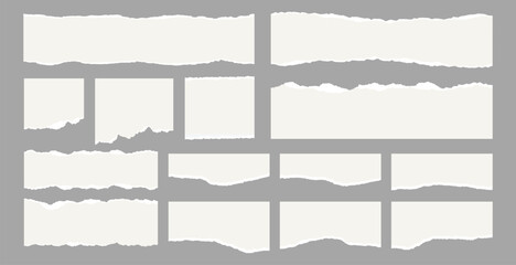 torn sheets of paper. torn paper strips set. light beige paper shapes with jagged uneven edges. ripp