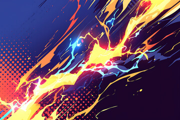 Wall Mural - flat art lightning strike electricity background