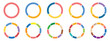 © Designflowbd - Pie chart set, segmented circle icons with circle diagram. Pie chart divided Circle diagram collection. Color pizza or donut round diagram. Infographic wheel segment or sections parts.