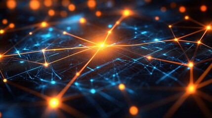 Wall Mural - abstract digital network with glowing lines and nodes. (1)