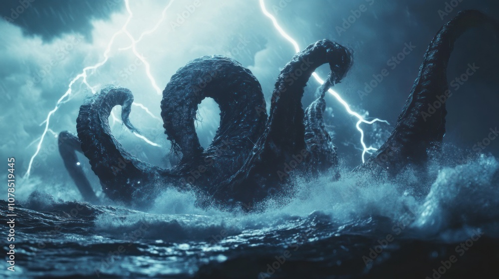 Stock-Illustration „Scary Cthulhu monster that appears in the sea with ...