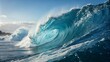 © Man888 - High-Quality Portrait Photography Featuring an Abstract Background Animation of Glass Material with Wave Movement in Blue Tones for Modern Visual Aesthetics