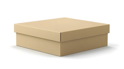 Wall Mural - A simple, brown cardboard box isolated on a white background.