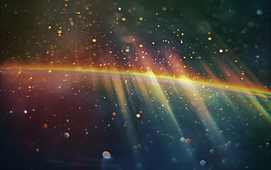 Wall Mural - a photograph of rainbow-like light on the edge of space, reminiscent of 1990s-style flash photograph
