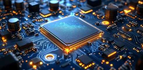 Abstract digital background with grid space and glowing line. Concept of future digital technology.