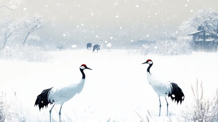 Naklejka na meble Beautiful winter outdoor illustration