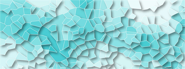 Fototapete - Abstract background of crystallized. Aqua colored Geometric Retro tiles pattern. Blue paper texture background and terrazzo flooring texture polished stone pattern.