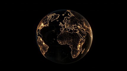 Wall Mural - A globe with a black background and a bright orange glow