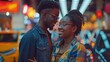 © Dennis - A young African American couple browsing SUVs in an automotive showroom