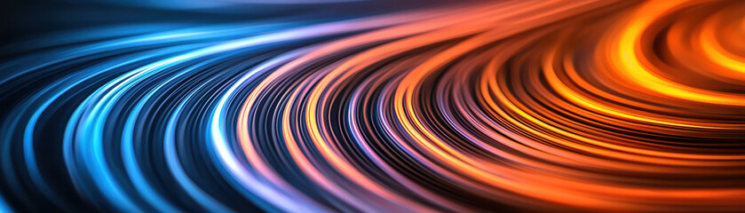 Wall Mural - Vibrant abstract waves in blue and orange hues create a dynamic flow, perfect for modern designs, technology themes, and creative projects.