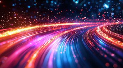 Wall Mural - vibrant abstract light trails create a dynamic, colorful background, perfect for conveying energy an