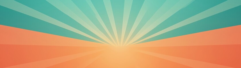Wall Mural - a vibrant gradient background featuring rays of light in teal and orange, perfect for creative proje