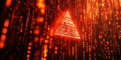 Digital Pyramid in a Matrix of Code