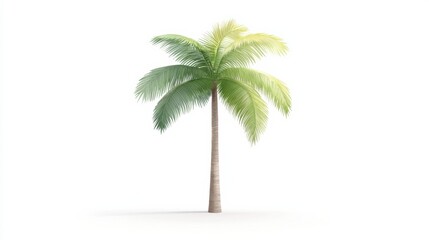 Wall Mural - A realistic palm tree with lush green leaves against a bright background, perfect for tropical themes, vacation vibes, and nature projects.