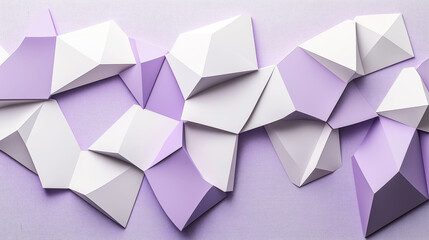 Wall Mural - abstract geometric design with interlocking 3d shapes in shades of white and purple on a textured su