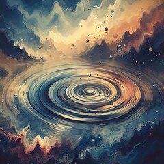 Wall Mural - Rippled Water A close up of a paint splattered canvas resembling