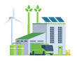 © Lemonstocks - Green sustainable factory building vector illustration, flat style element for city and industry illustration