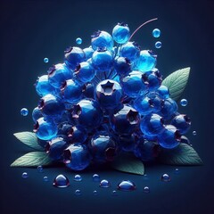 Wall Mural - Vibrant Glass A cluster of blueberries with their peels falling
