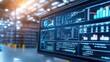 © Gunn - Inventory management order tracking concept. A screen displaying data analytics in a modern warehouse environment.