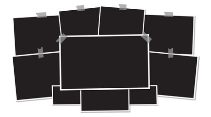 10 photo collage template mockup. empty polaroid photo collage frame. vector illustration