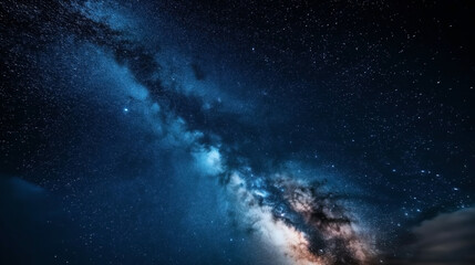 Wall Mural - a stunning view of the milky way galaxy with dense star clusters and bright celestial objects in a d