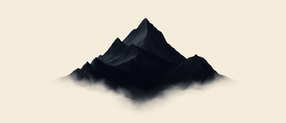 Wall Mural - a mountain range is shown in black and white