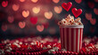 © Юлия Серая - a background for a poster for a Valentine's Day, copyspace in a centre, movie theater theme