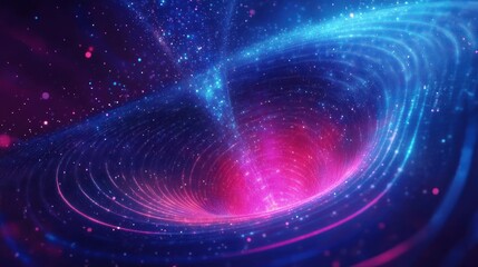 Wall Mural - A swirling vortex of blue and pink light with glowing particles, creating an ethereal and abstract effect.