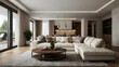 © sangram - A large white sectional sofa is the centerpiece of a spacious living room