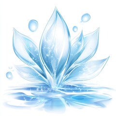Poster - A Tranquil Aquamarine Logo Depicting a Serene Water Lily Floating on a Calm Surface