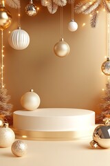 Poster - Luxury Golden Christmas Ornaments on Display Against Elegant Festive Background : Generative AI