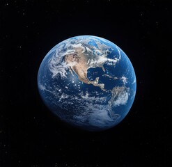 Aufkleber - A photorealistic view of the Earth from space, with a blue surface color against a black background, depicting the planet Earth.