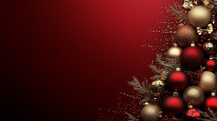 Aufkleber - Stylish Red and Gold Decorated Christmas Tree on Rich Red Background for Seasonal Holiday Art : Generative AI