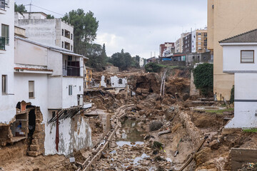images of the flood in valencia, spain, la dana, destroyed houses, mud, rivers, floods comunidad van