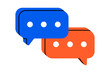 © Esgoty - Hand drawn cute cartoon illustration two speech bubbles with three dots. Flat vector comment message doodle. Dialog or discussion. Social media icon. Communication app. Chat notification. Isolated.